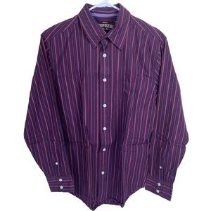 Aeropostale Slim Fit‎ Shirt Mens Size S Red Maroon Striped Long Sleeve Button Up